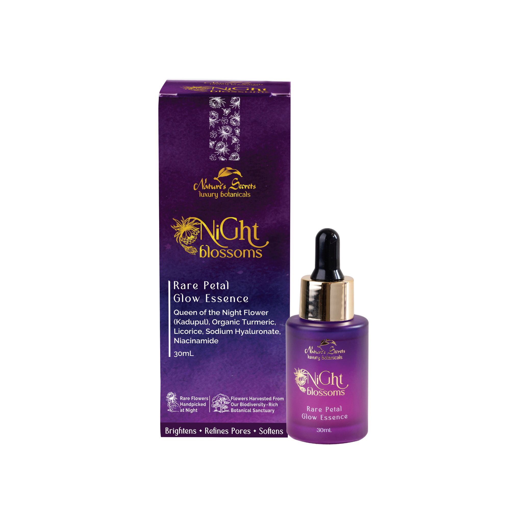 "Rare Petal Glow Essence" Radiance-Boosting Night Face Serum, 30 ml
